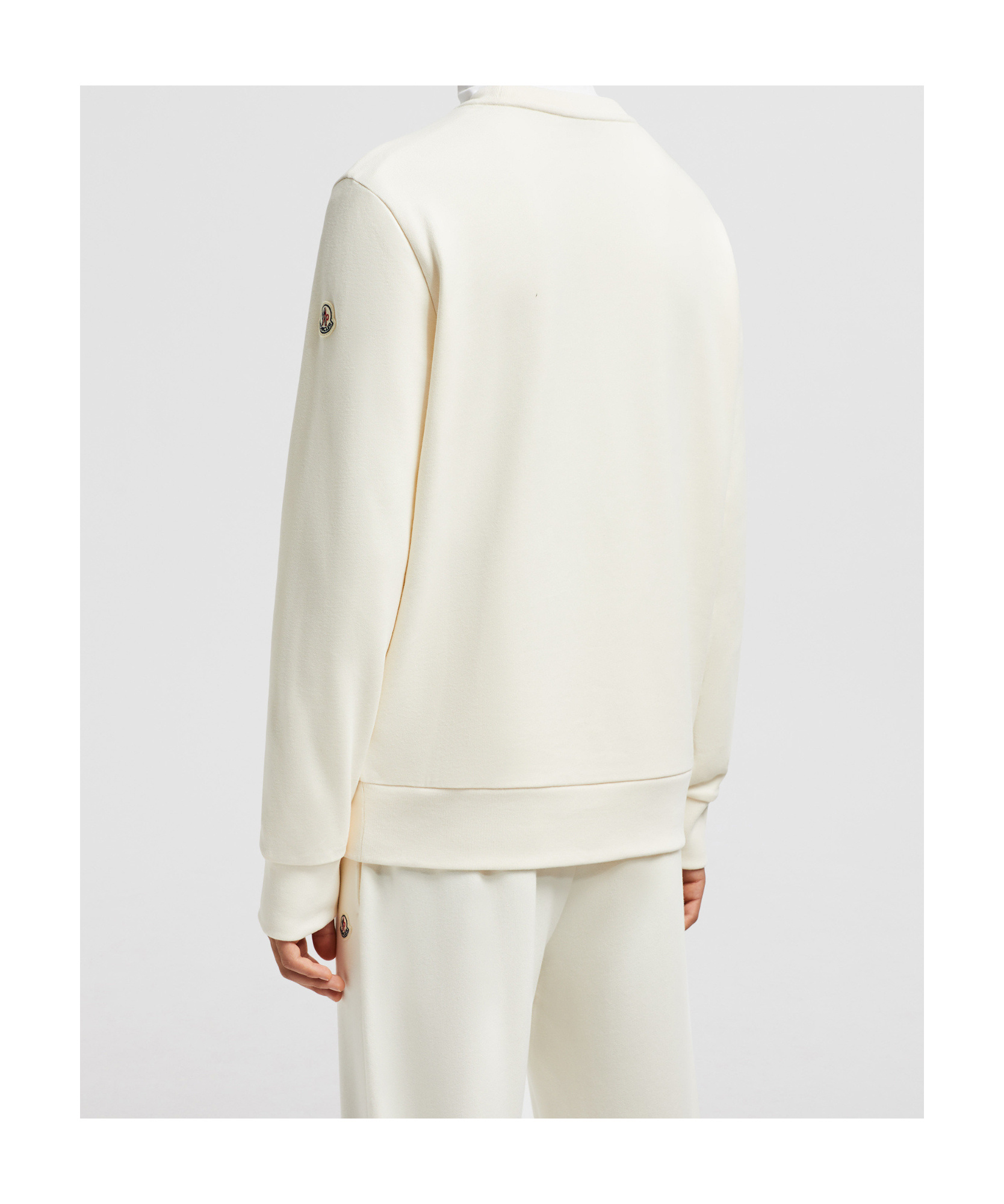Shop Moncler Embroidered Logo Cotton Sweatshirt In White