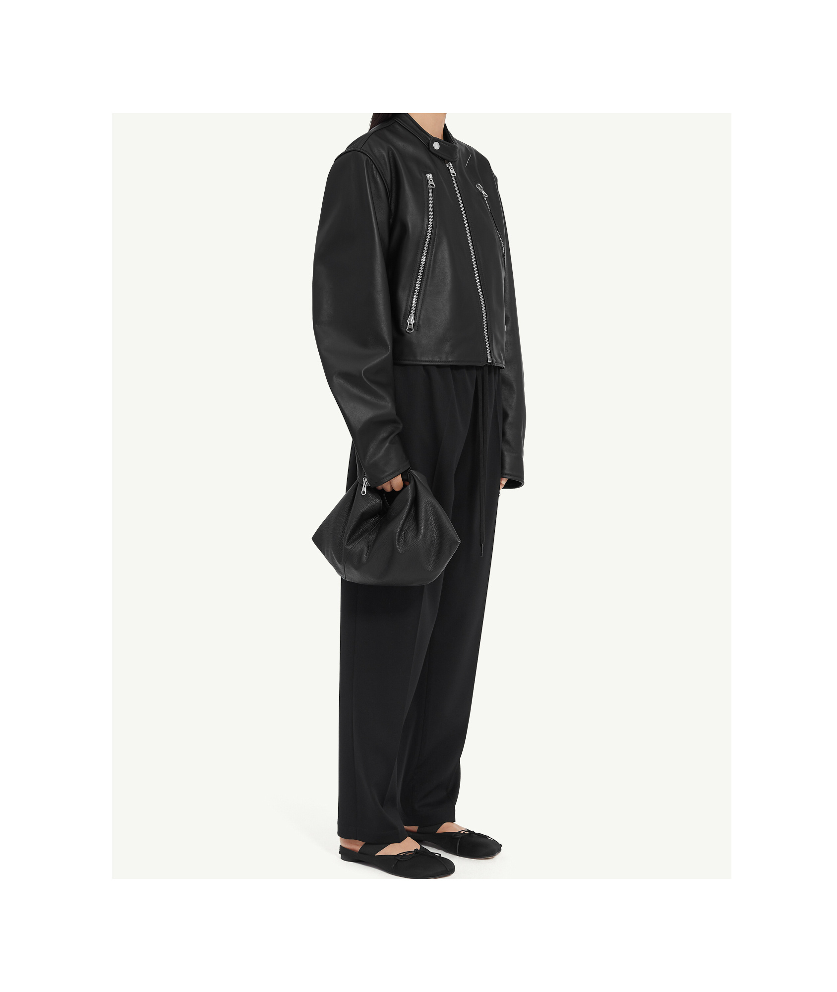 Mm6 Maison Margiela Twist Leather Jacket In Black