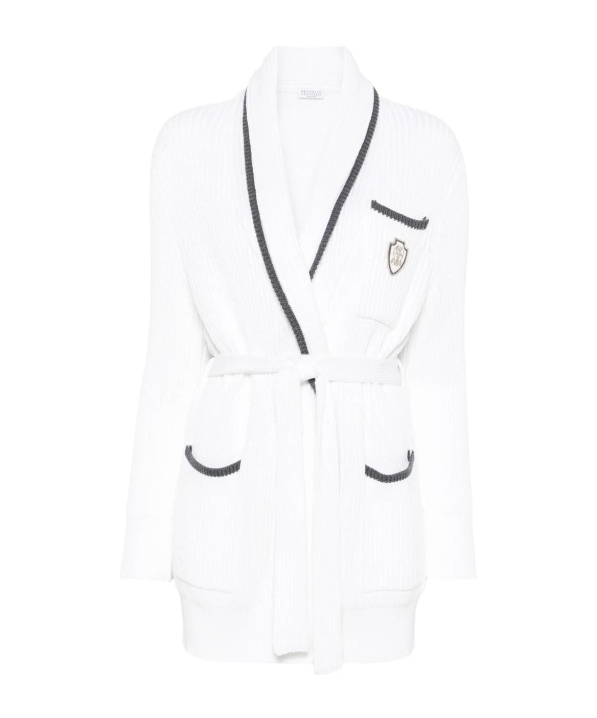 Brunello Cucinelli Logo-patch Cardigan In White