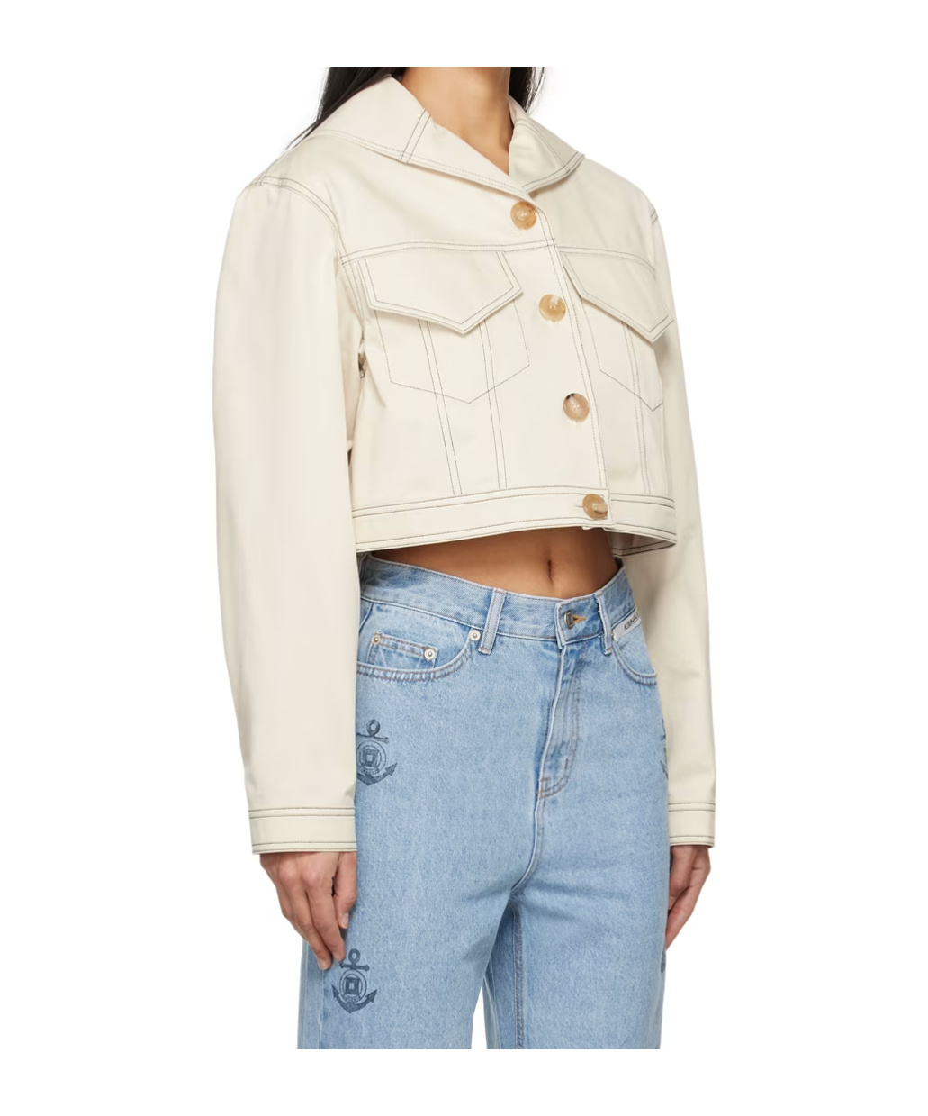 Kimhēkim Sailor-collar Denim Jacket In Neutral