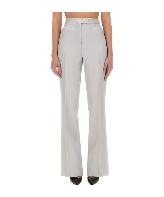 Tom Ford Lustrous Barathea Tailored Tuxedo Wide Leg Pants In Gray
