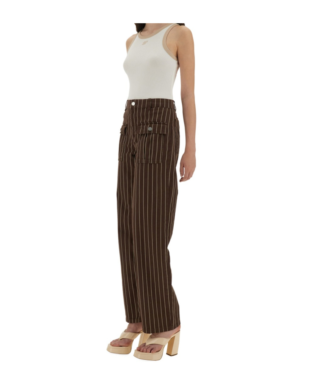Baum Und Pferdgarten Pinstripe Wide Leg Jeans In Brown