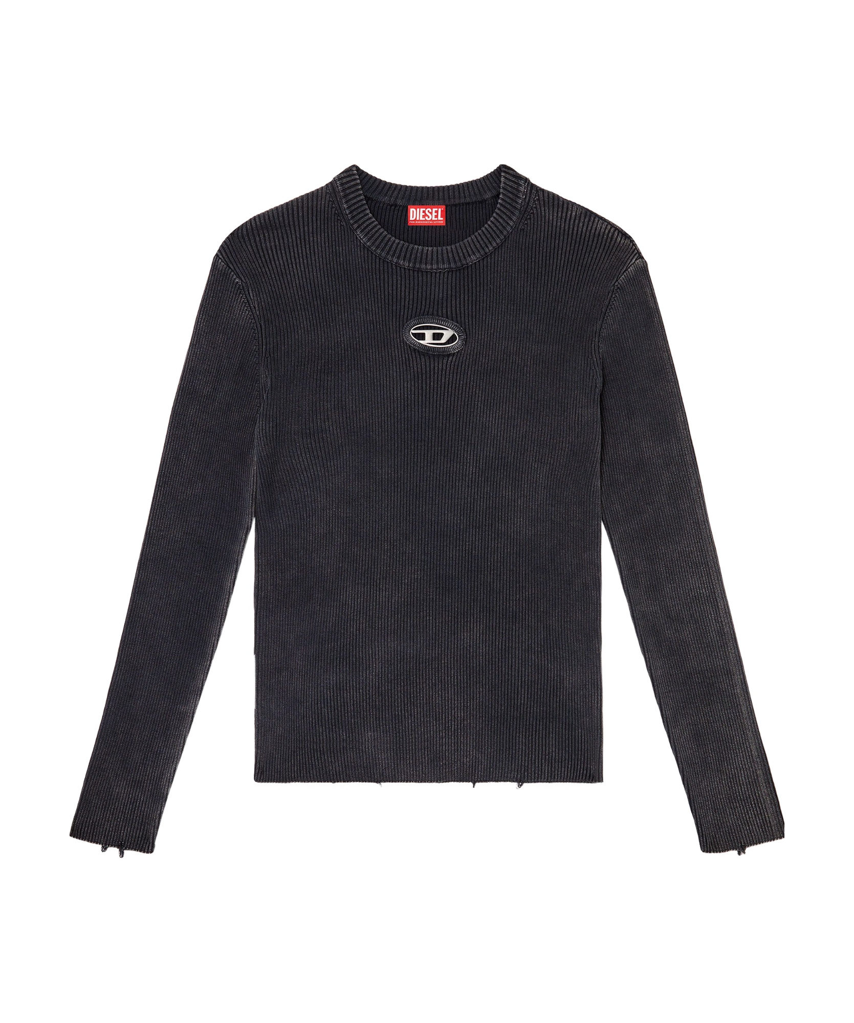 Diesel Darin Black Crewneck T-shirt With Oval D Logo Cut-out On The Front In Cotton Man In Black