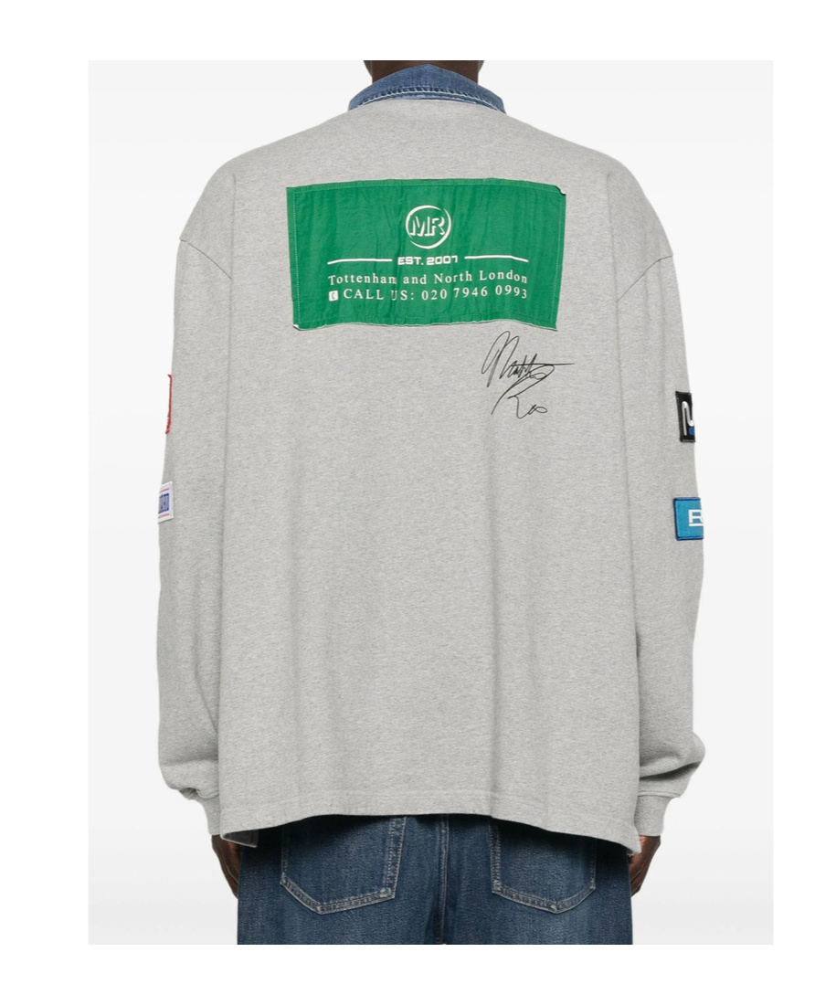 Martine Rose Long-sleeved Polo Shirt In Gray