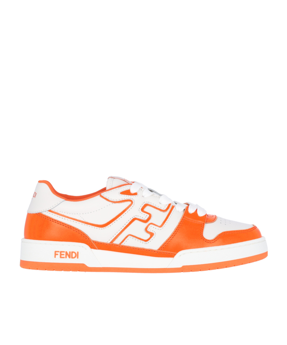 Fendi Match Leather Sneakers In White
