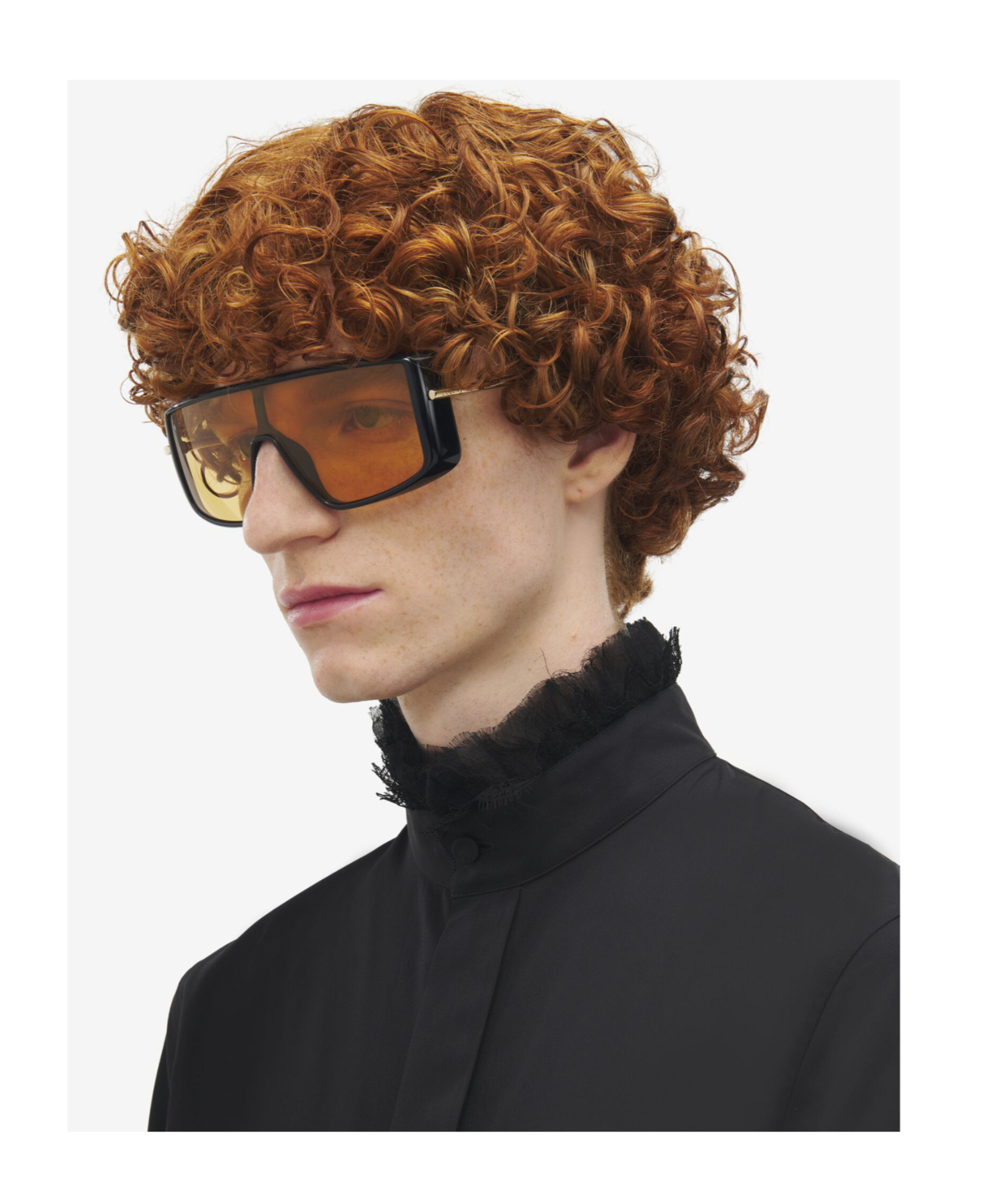 Alexander Mcqueen T-bar Visor Sunglasses In Black/orange In Brown