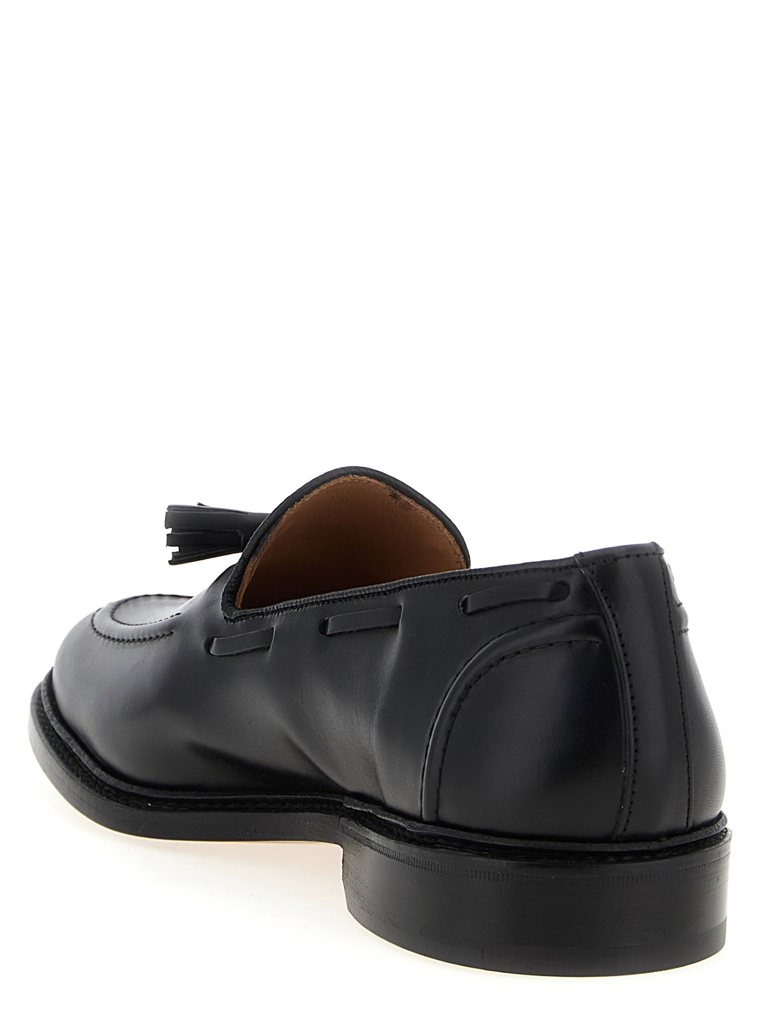 Tricker's Black Calf Leather Moccasin With Decorative Tassel In Black
