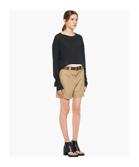 Miu Miu Long-sleeved Garment-dyed Ribbed Knit Jersey T-shirt In Black