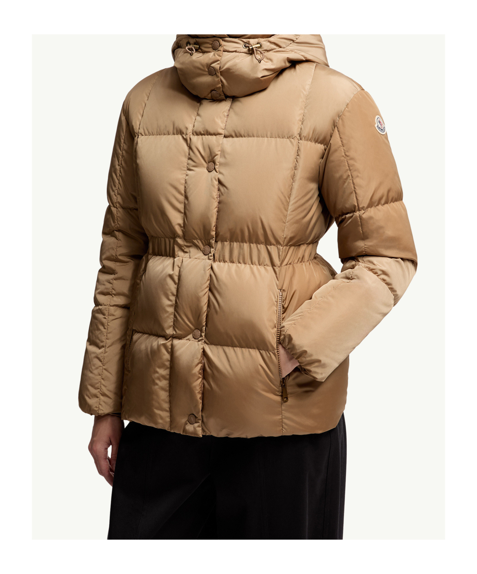 Moncler Long-sleeved Down Jacket In Brown