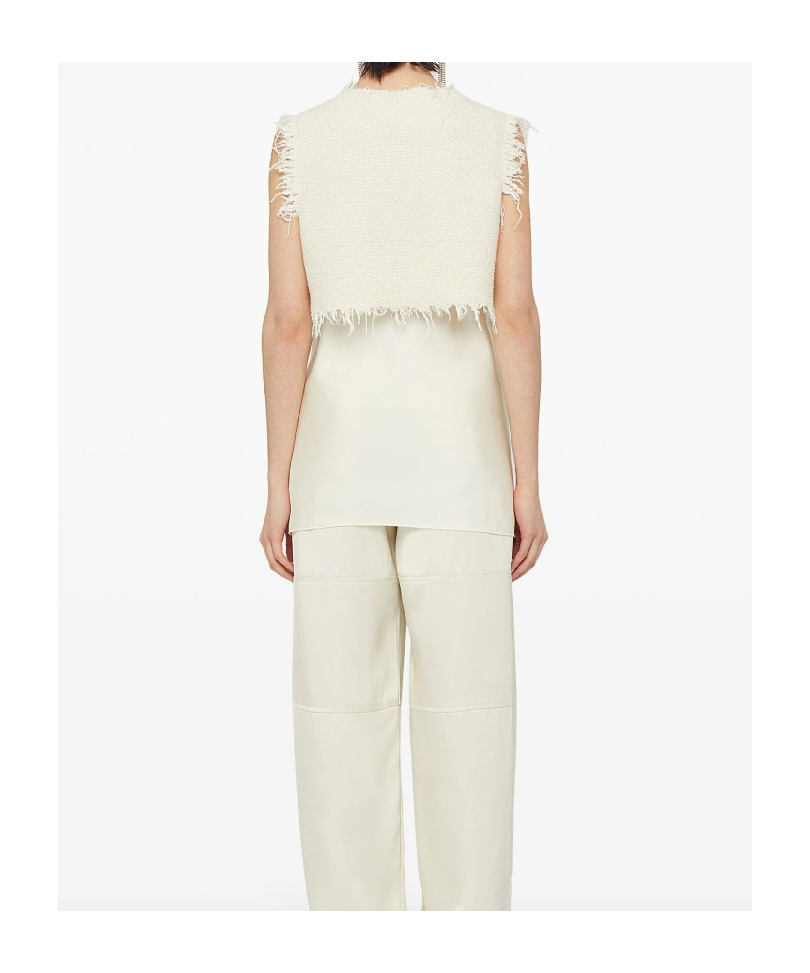 Jil Sander Layered-design Sleeveless Top In White
