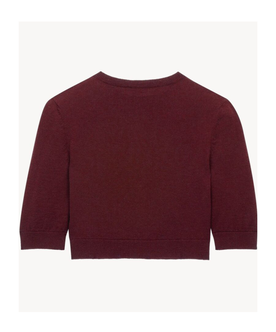 Saint Laurent Cropped Wool Cardigan In Bordeaux