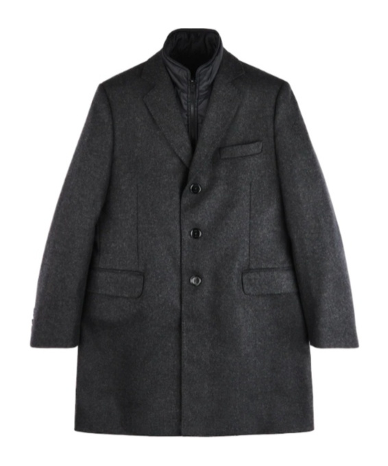 Fay Charcoal Grey Layered Wool-cashmere Jacket In Black