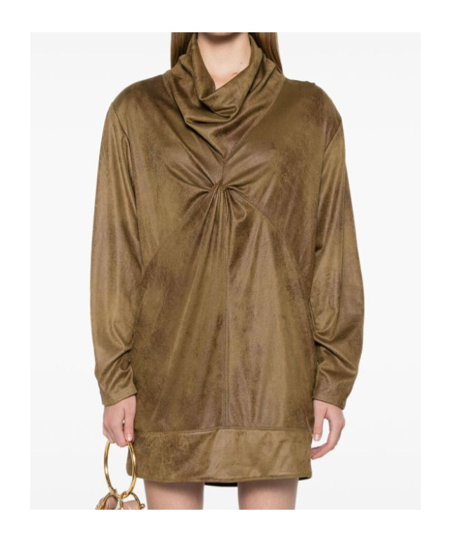 Isabel Marant Draped Neckline Knotted Detail Mini Dress In Brown