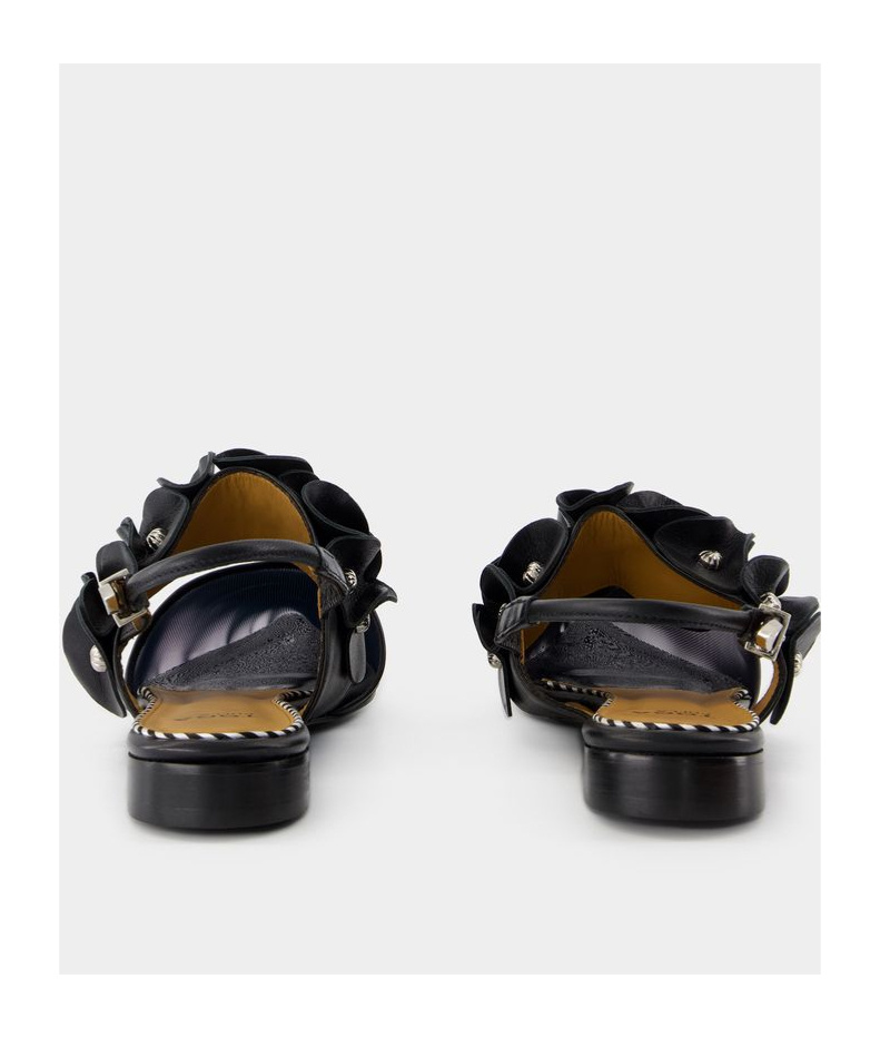 Shop Toga Leather Ballerina Shoes In Black