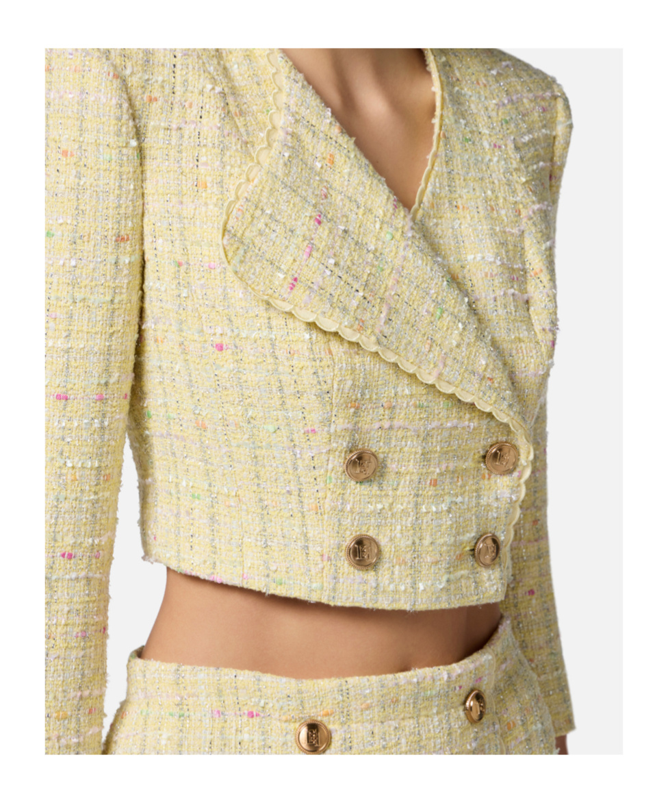 Elisabetta Franchi Lurex Blazer In Nude