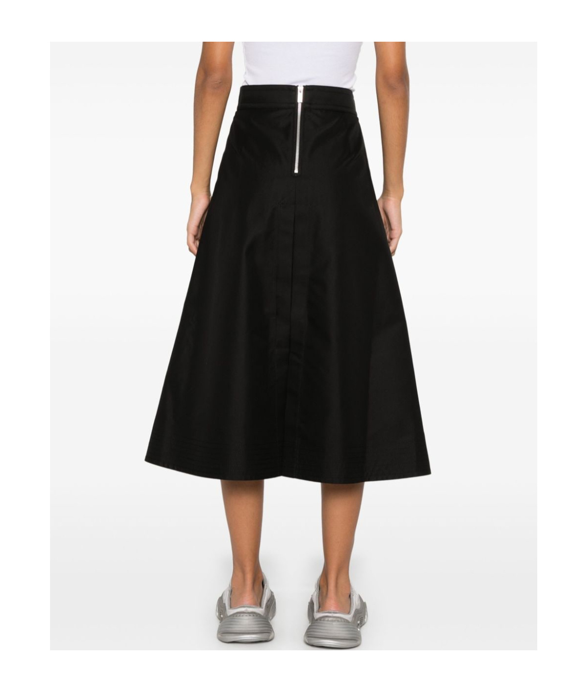 Sacai Twill Midi Skirt In Black