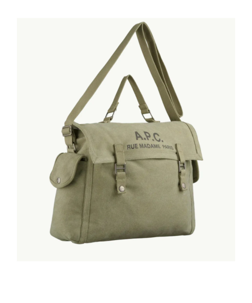 A.p.c. Shoulder Bag Logo Adjustable Strap Top Handle In Green