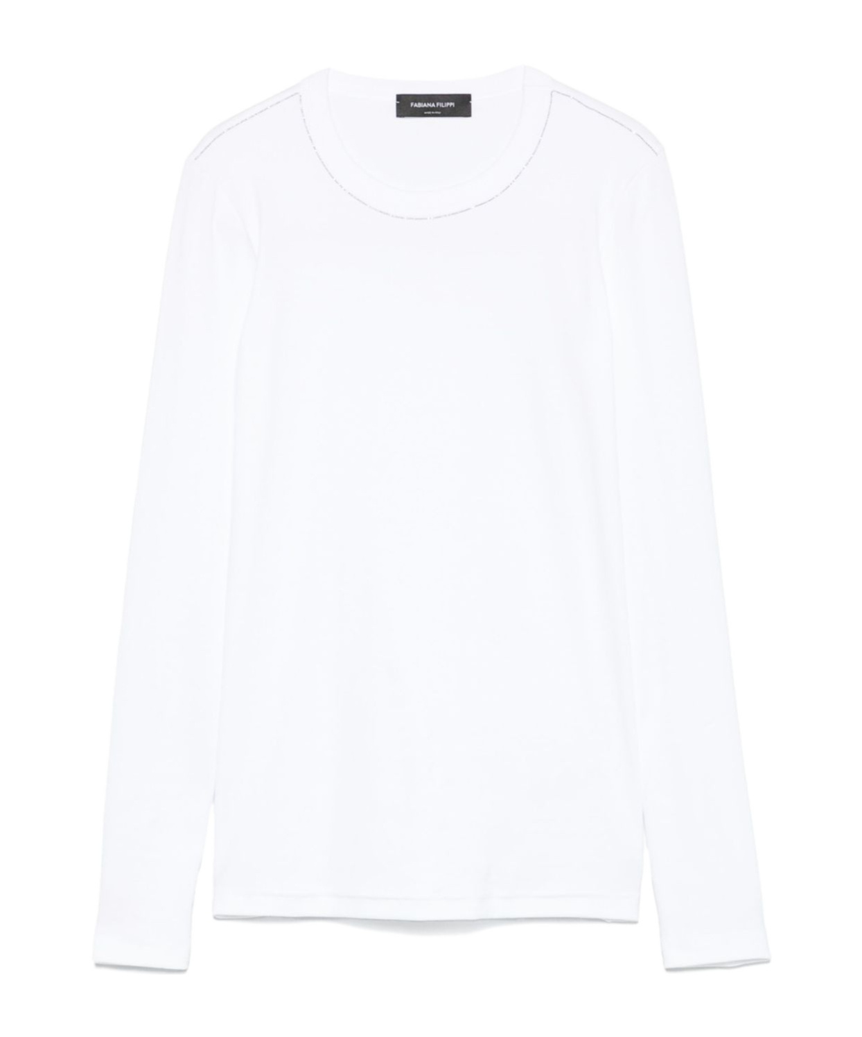 Fabiana Filippi Crewneck Cotton Knit Sweater In White