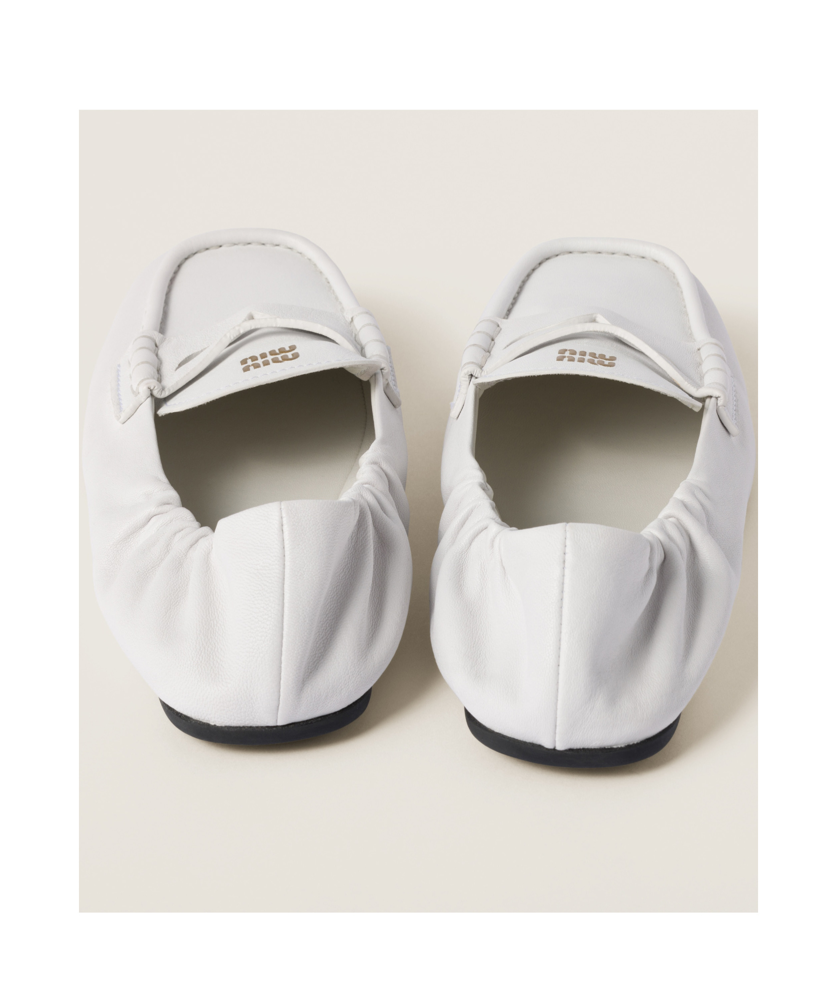 Miu Miu White Leather Loafers In White