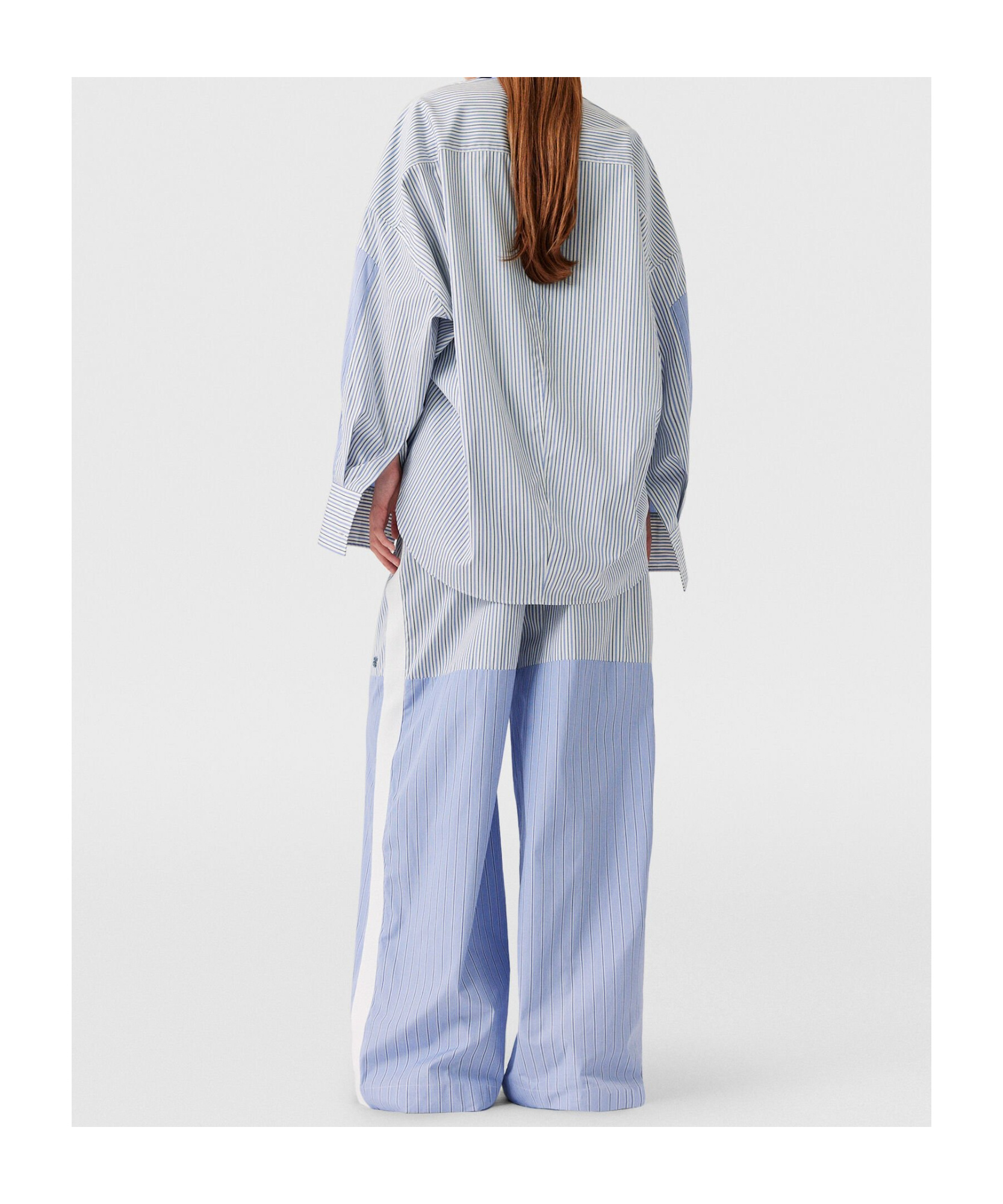Stella Mccartney Striped Wide Leg Trousers In Blue