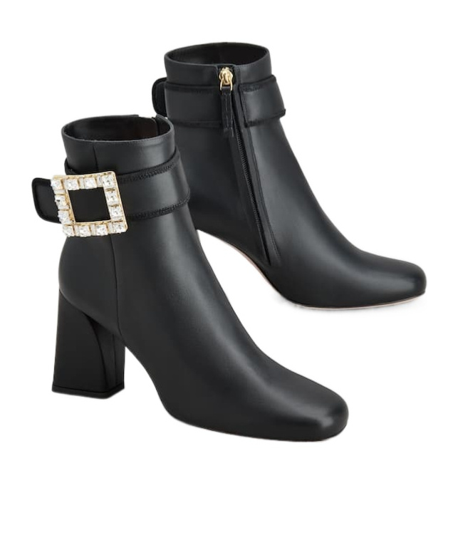 Roger Vivier Très Vivier Booties In Leather In Black