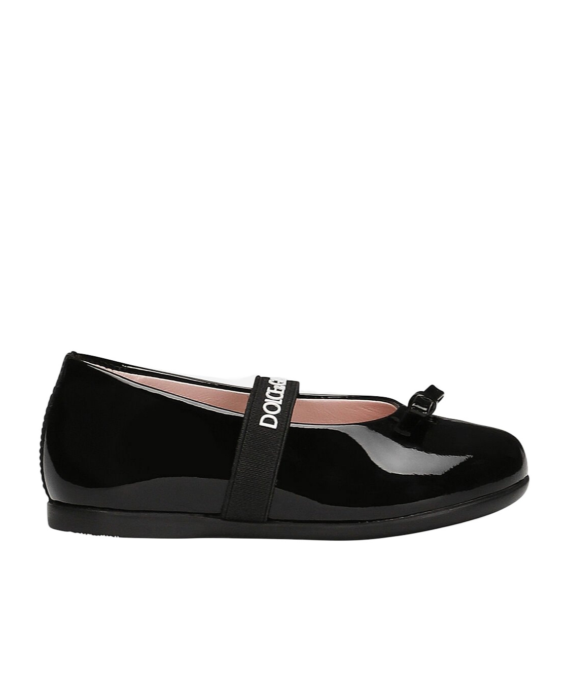 Dolce & Gabbana Logo-strap Bow Ballerina Shoes In Black