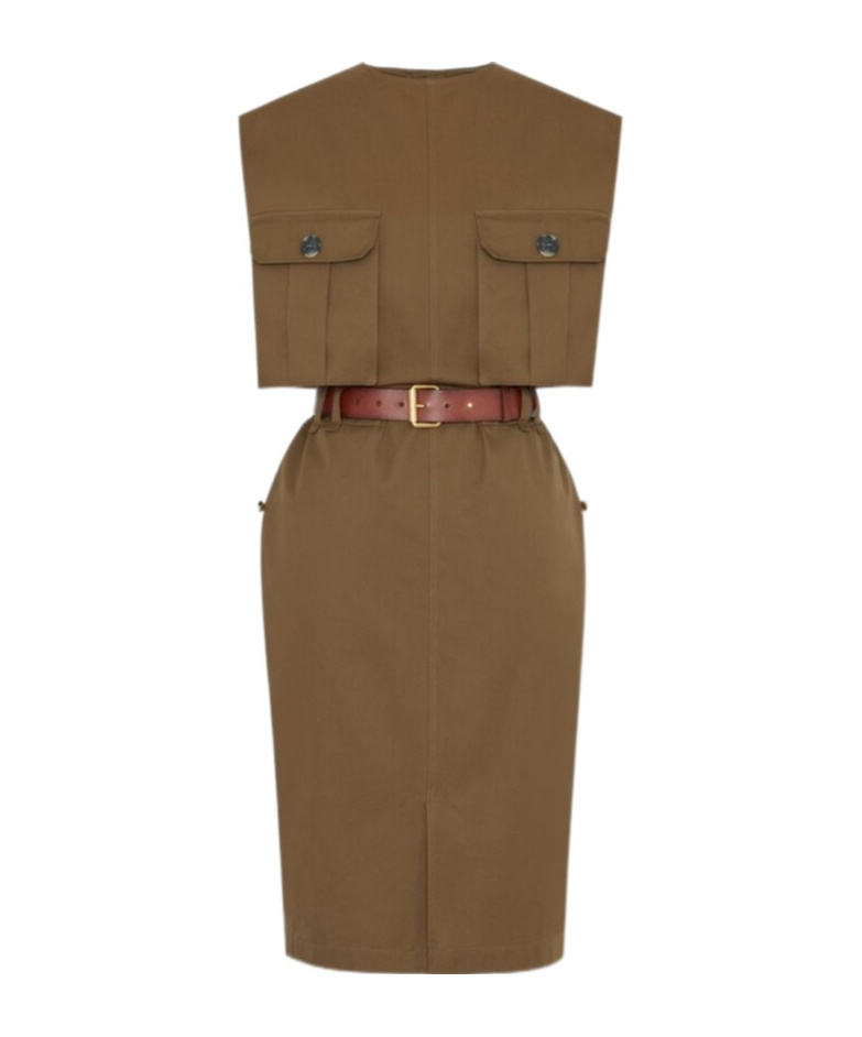SAINT LAURENT CUT-OUT DRESS IN COTTON TWILL