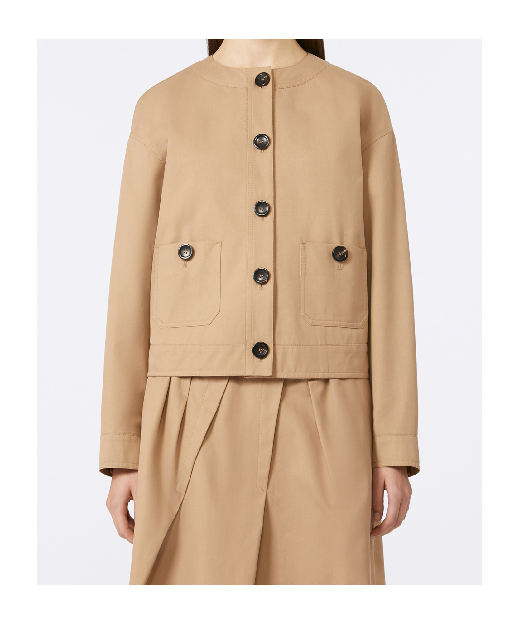 Max Mara Cotton Twill Bomber Jacket In Brown