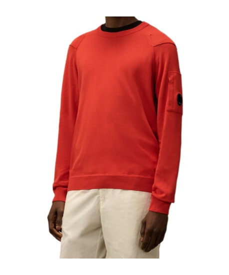 C.p. Company Sea Island Crewneck Lens Knit In Red