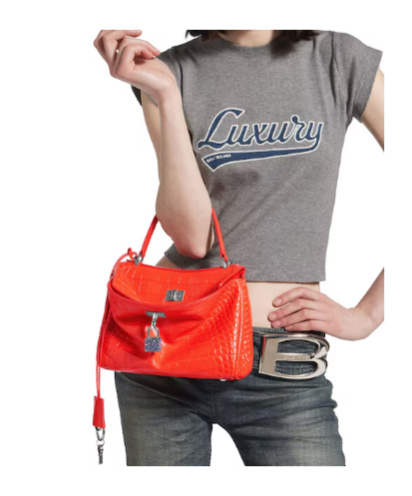 Balenciaga Women's Rodeo Handbag Mini With Rhinestones In Pop Orange In Orange