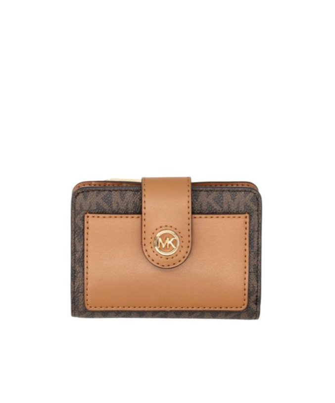 Shop Michael Michael Kors Small Logo-print Wallet In Nude
