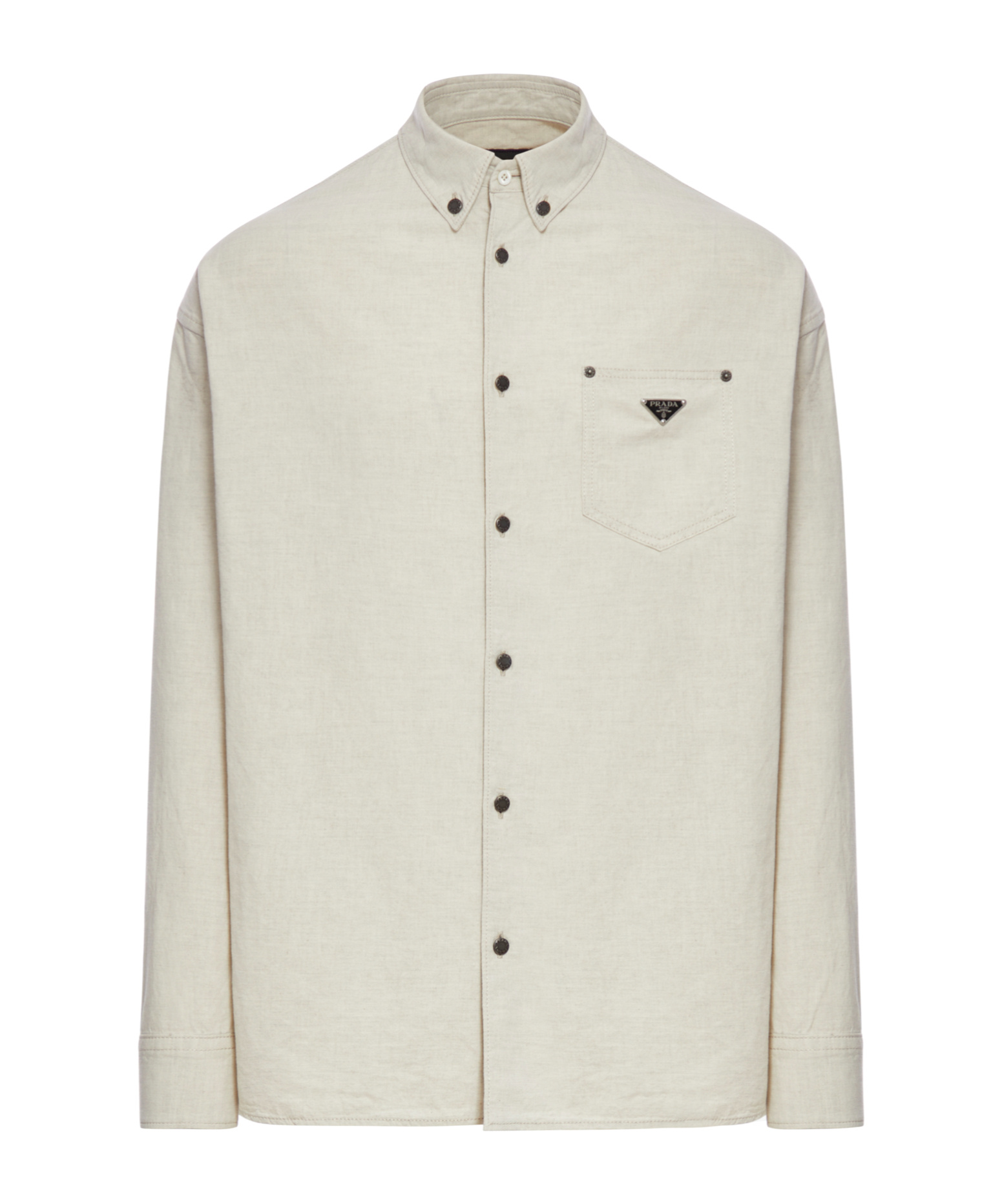 Prada Triangle-logo Shirt In Nude