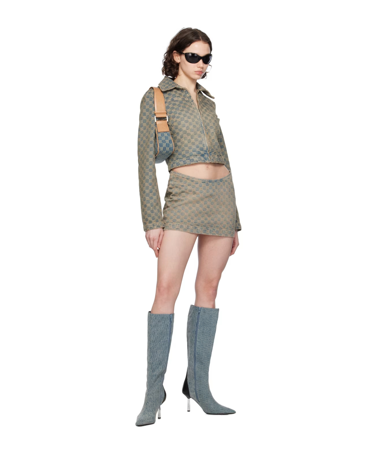 Misbhv Blue Trinity Denim Miniskirt In Gray