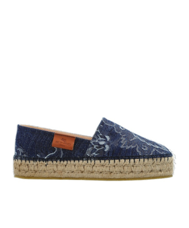 Etro Paisley Denim Jacquard Platform Espadrilles In Multicolor