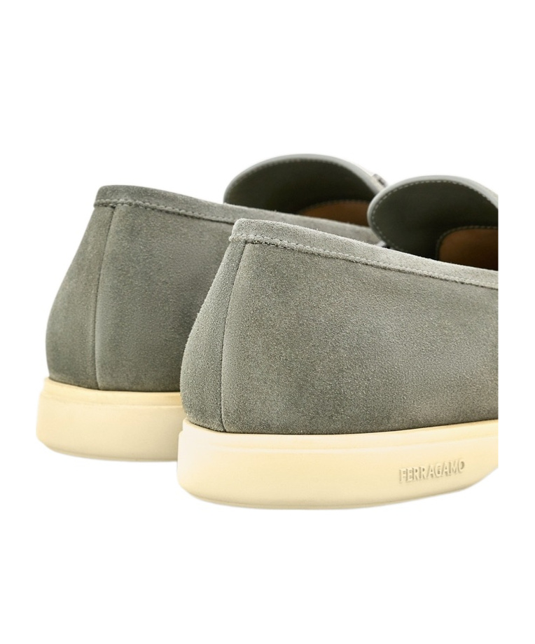 Ferragamo Casual Loafer With Gancini Ornament In Gray