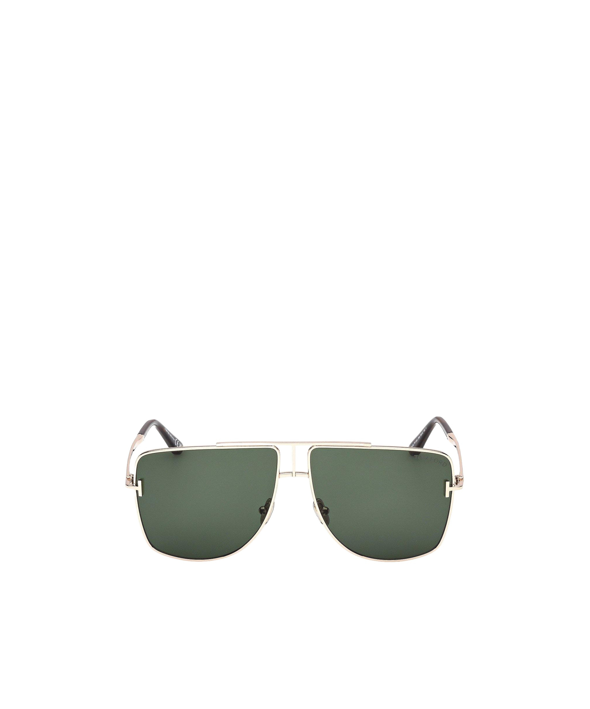 Tom Ford Double-beam Square Semi-frame Sunglasses In Green