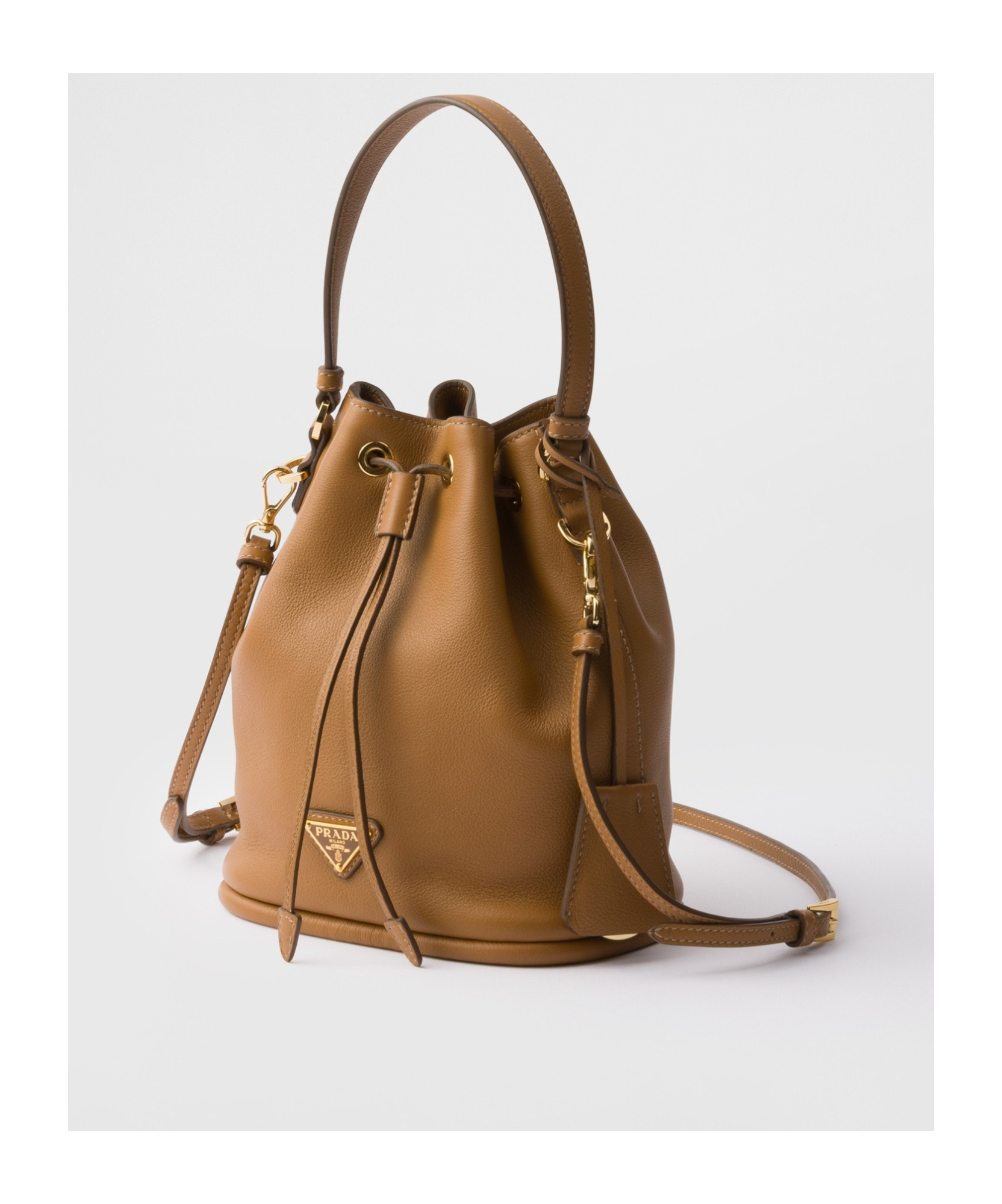 Prada Mini Drawstring Shoulder Bag In Brown
