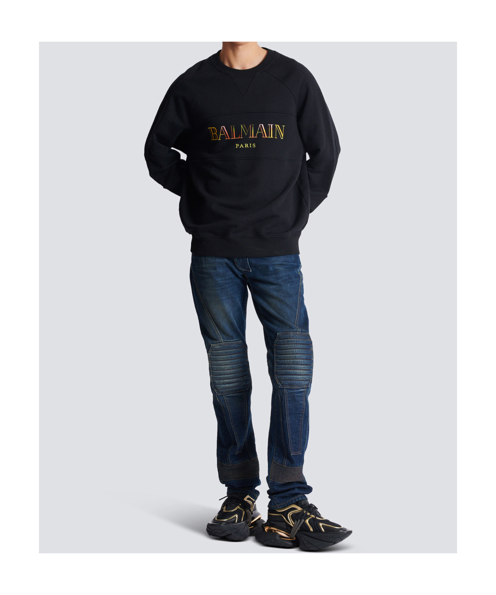 Balmain Logo Cotton Sweatshirt In Black