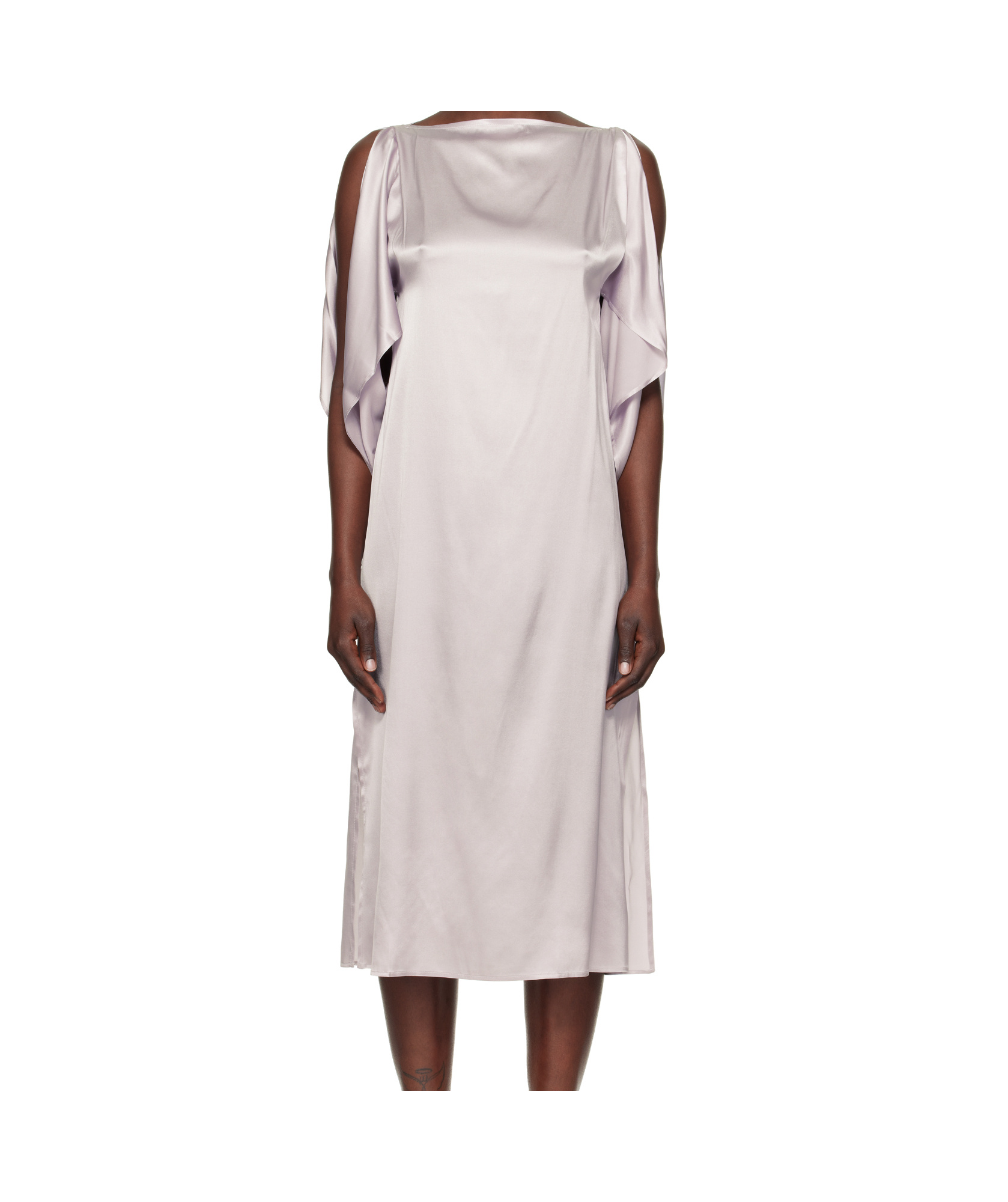 Baserange Purple City Long Sleeve Midi Dress In White