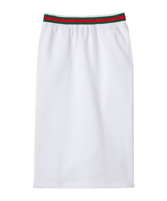 Gucci Ribbon Knitted Cotton Skirt In White