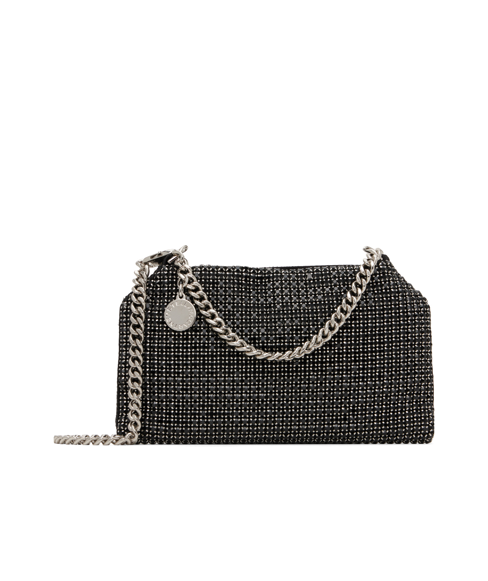 Stella Mccartney Falabella Crystal Mesh Shoulder Bag In Black