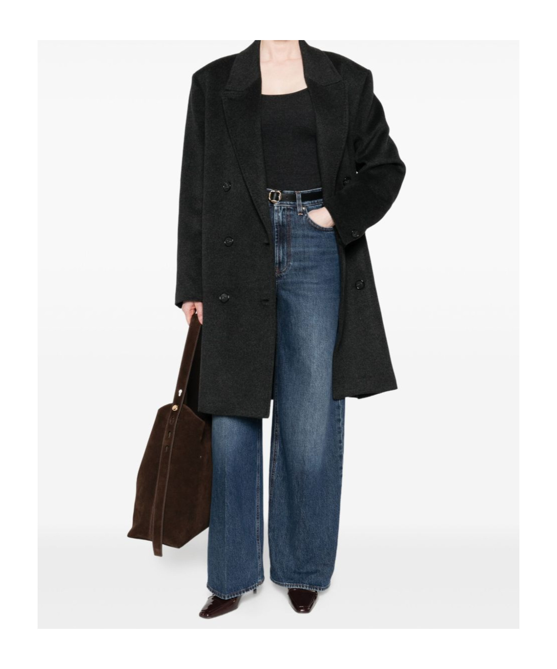 Totême High Waist Loose Leg Denim Trousers In Blue