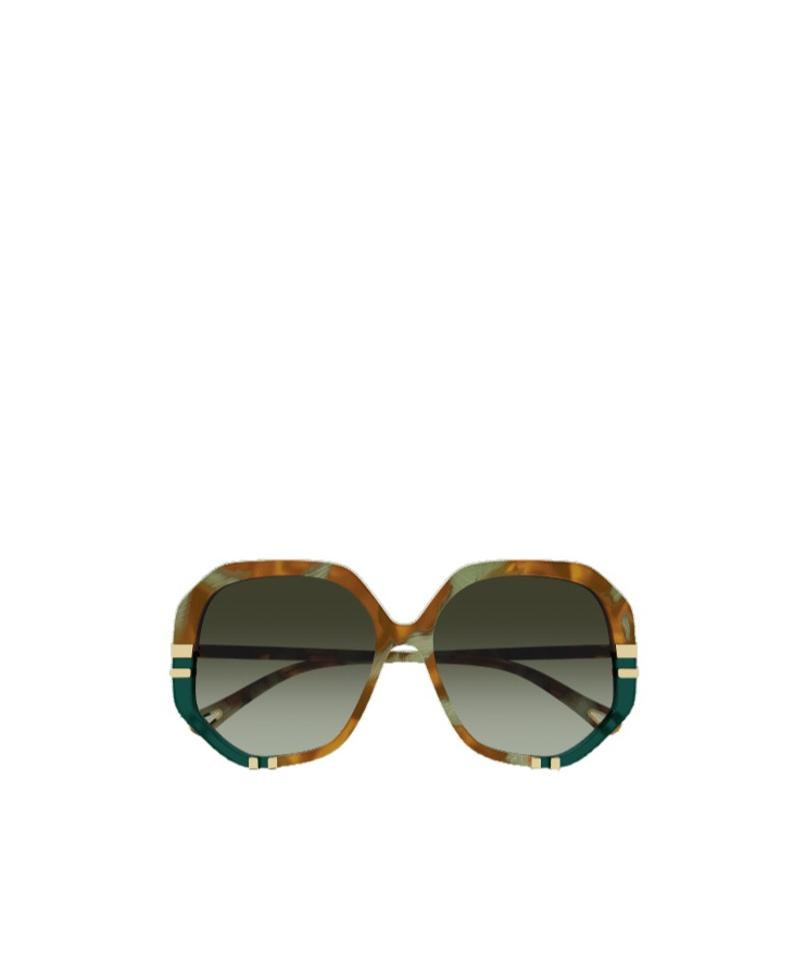 Chloé Womens Ch0105s Hexagonal-frame Acetate Sunglasses Brown In Green