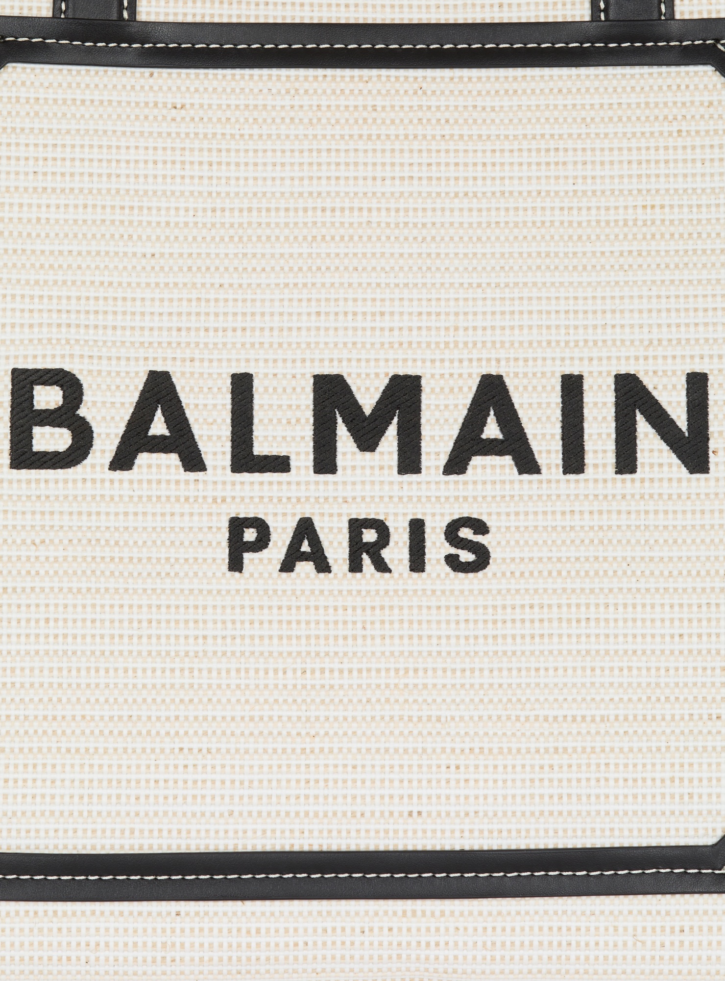 Balmain B-army Medium Shopper Tote Bag In Raffia And Leather In White