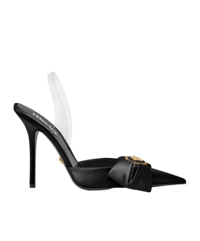 Versace Black Alia Slingback Heels In Black