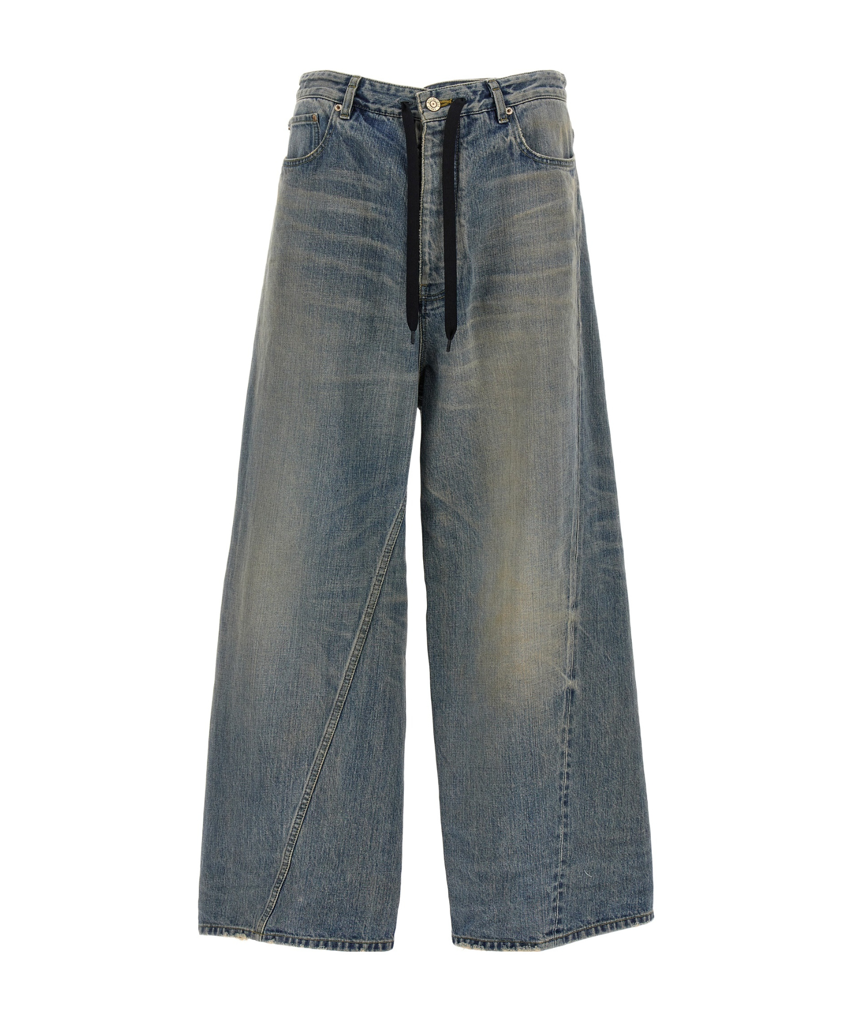 Balenciaga Twisted Wide-leg Jeans In Gray