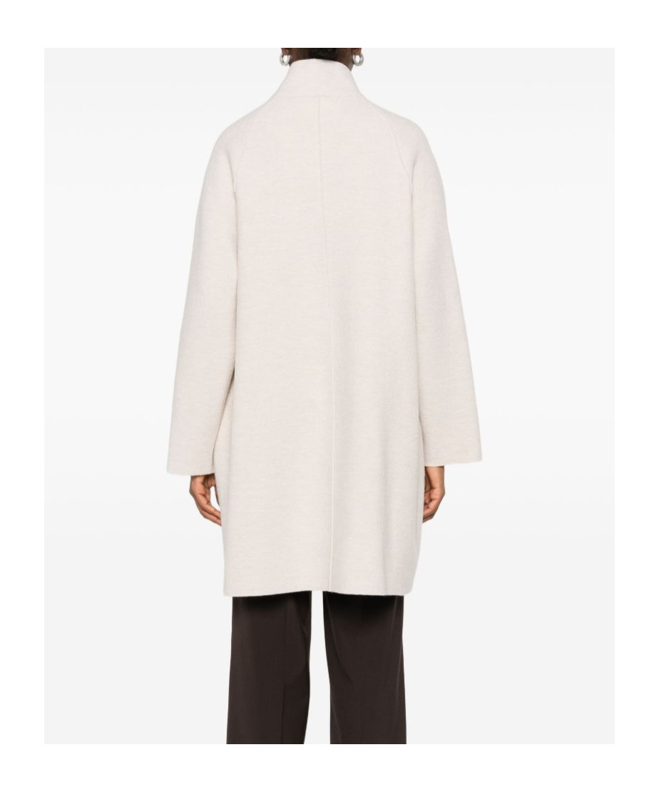 Harris Wharf London Wool High Neck Coat With Side Pockets In Multi