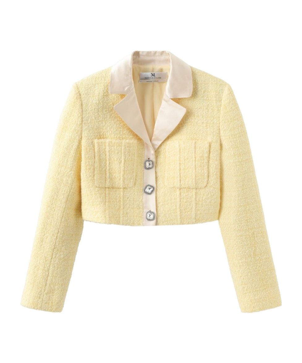 Marissa Chiara Long-sleeved Casual Jacket In Yellow