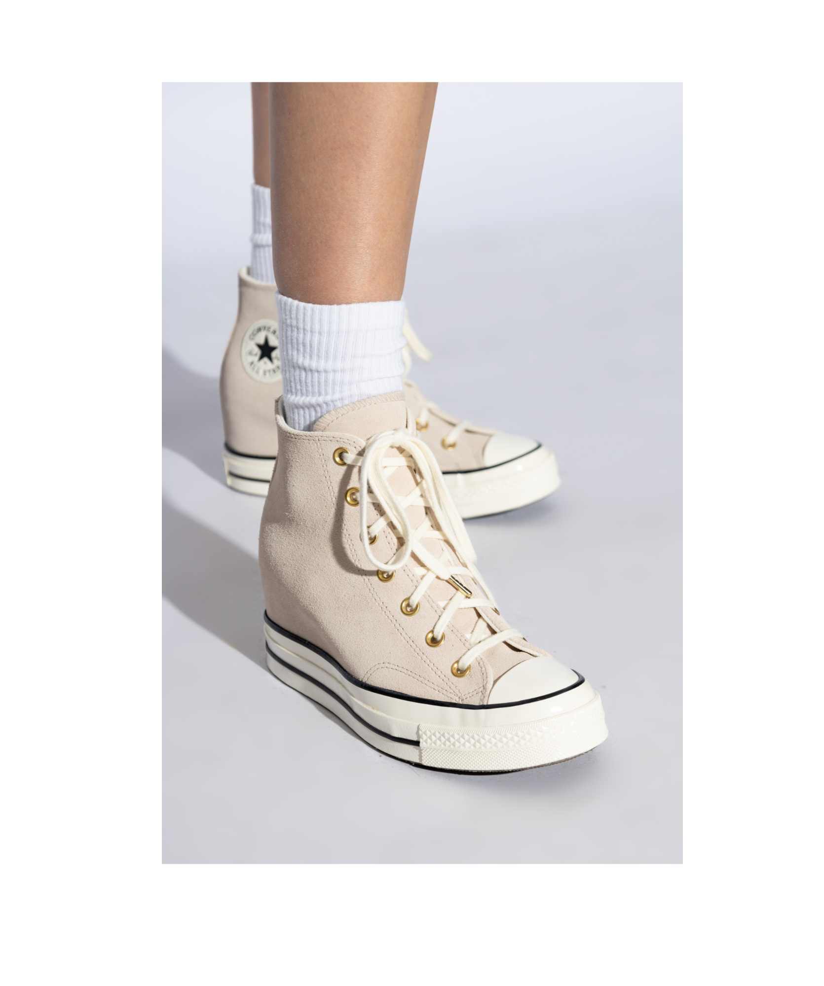 Converse Round-head High-top Casual Shoes In Nude