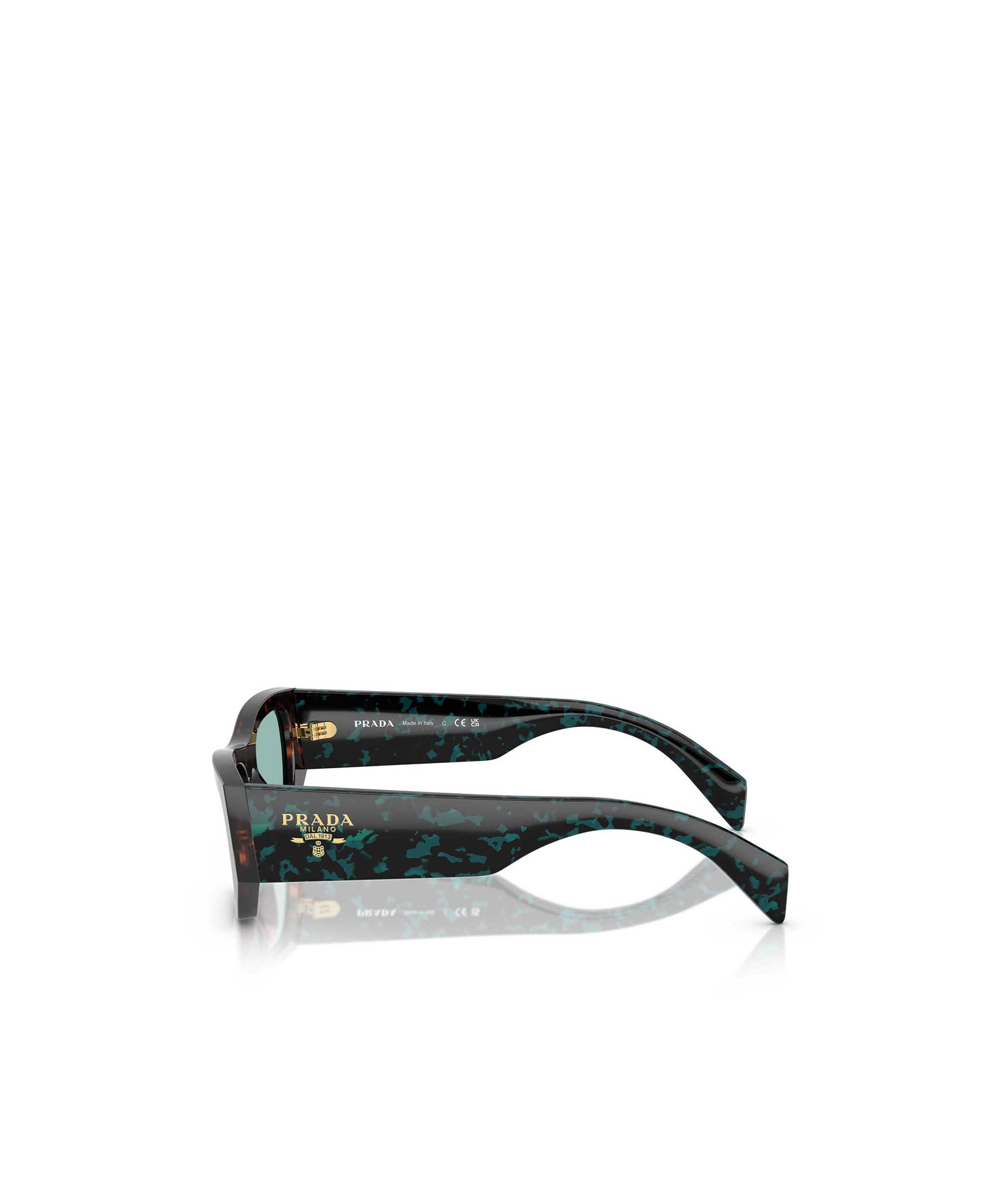 Prada Tortoiseshell-effect Rectangle Sunglasses In Black